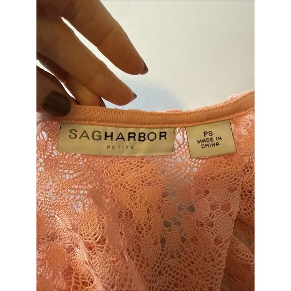 Sag Harbor Women’s Petite S Boho Sheer Delicate Knit Open Cardigan Apricot Fairy - Picture 3 of 8